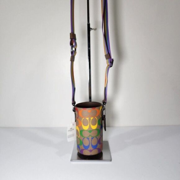 NWT Coach C9855 Water Bottle Crossbody In Rainbow Signature Canvas Pride - Picture 1 of 7